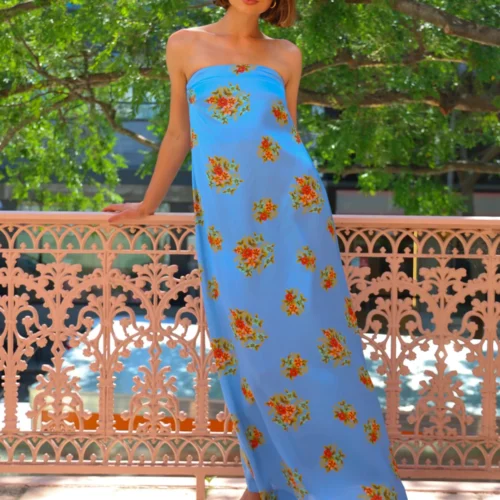 Aston Studio Lucie Dress In Pool Bouquet