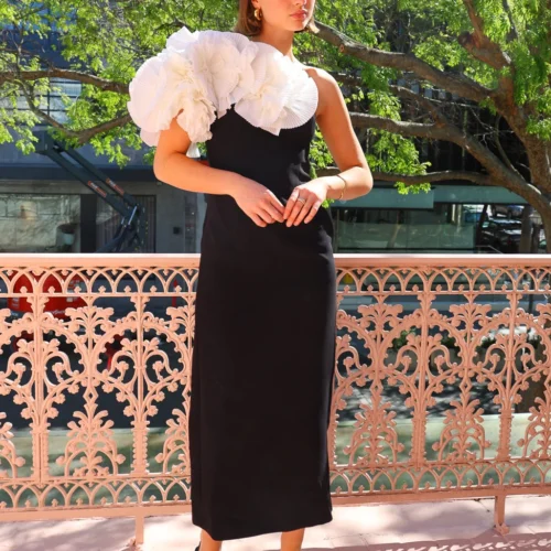 Acler Hampstead Midi Dress In Black With Ivory -Chic Wear Store 0W1A0678 32f32708 454b 4e92 99fe e04bccabf0b5