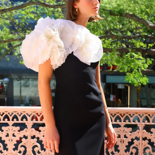 Acler Hampstead Midi Dress In Black With Ivory -Chic Wear Store 0W1A0697