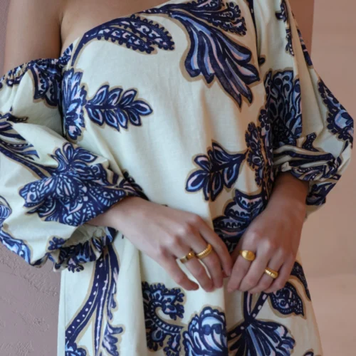 By Nicola Capri Mini Dress In Blue Paisley -Chic Wear Store 0W1A0946 scaled