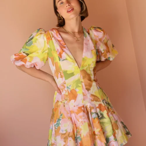 By Nicola Wavy Mini Dress In Floral Confetti -Chic Wear Store 0W1A5231 scaled