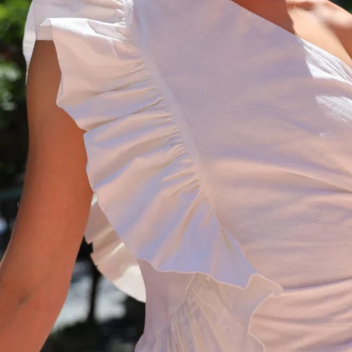 By Nicola Adrift Frill Mini Dress In White -Chic Wear Store 0W1A5310 scaled