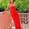 By Nicola Naomi Strapless Dress In Cherry 2 By Nicola Naomi Strapless Dress In Cherry -Chic Wear Store 0W1A5583 scaled