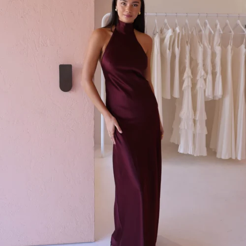 By Nicola Esme Maxi Dress In Berry -Chic Wear Store 0W1A5715 scaled