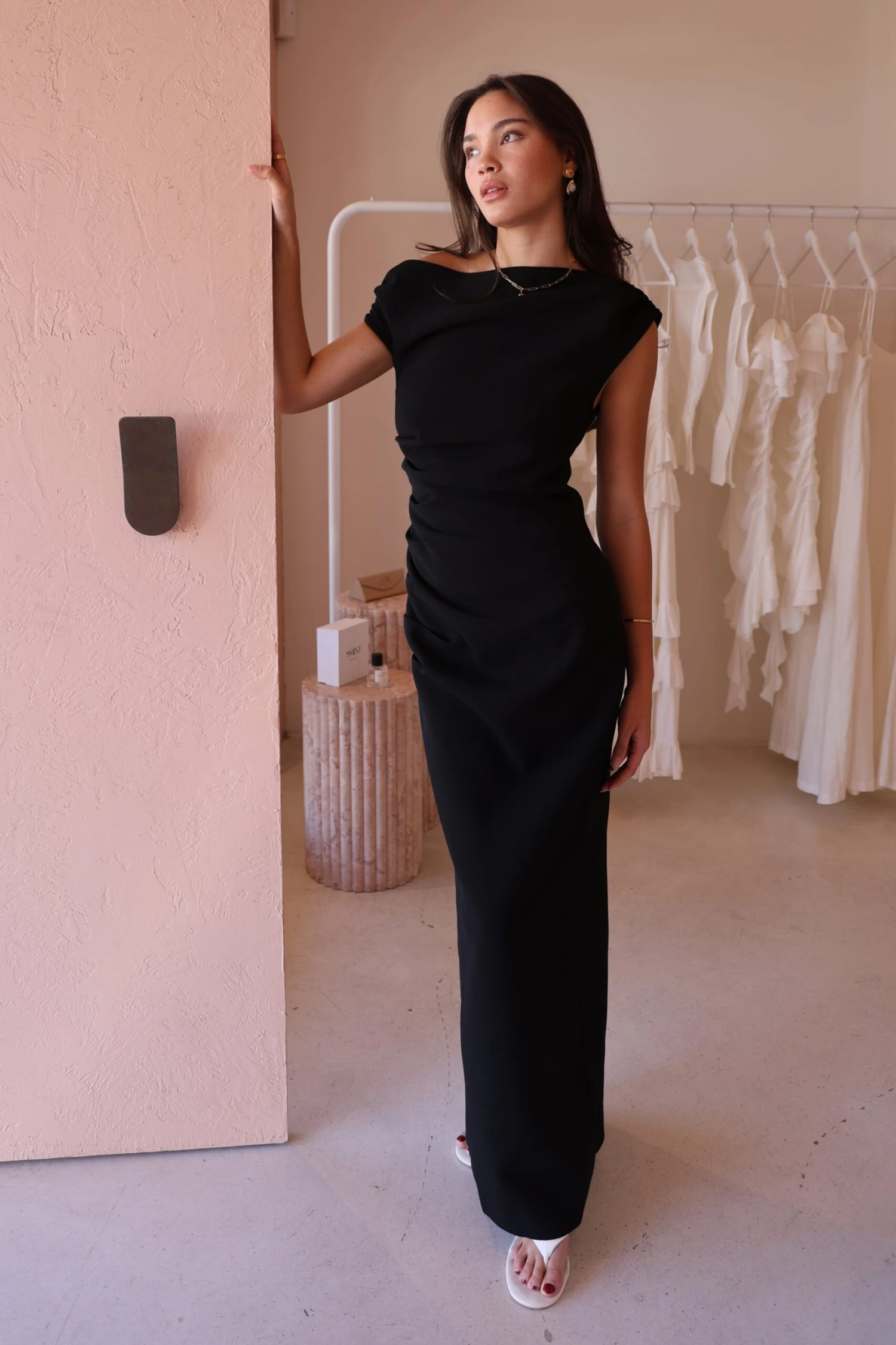 By Nicola Vivian Crepe Maxi Dress In Black 5 By Nicola Vivian Crepe Maxi Dress In Black - Image 3