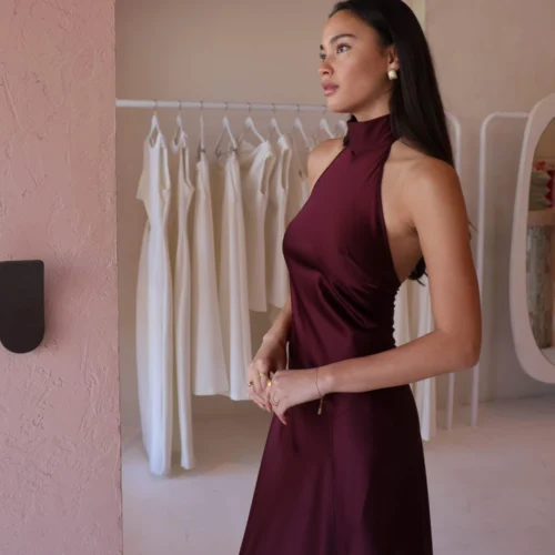 By Nicola Esme Maxi Dress In Berry -Chic Wear Store 0W1A5771 scaled