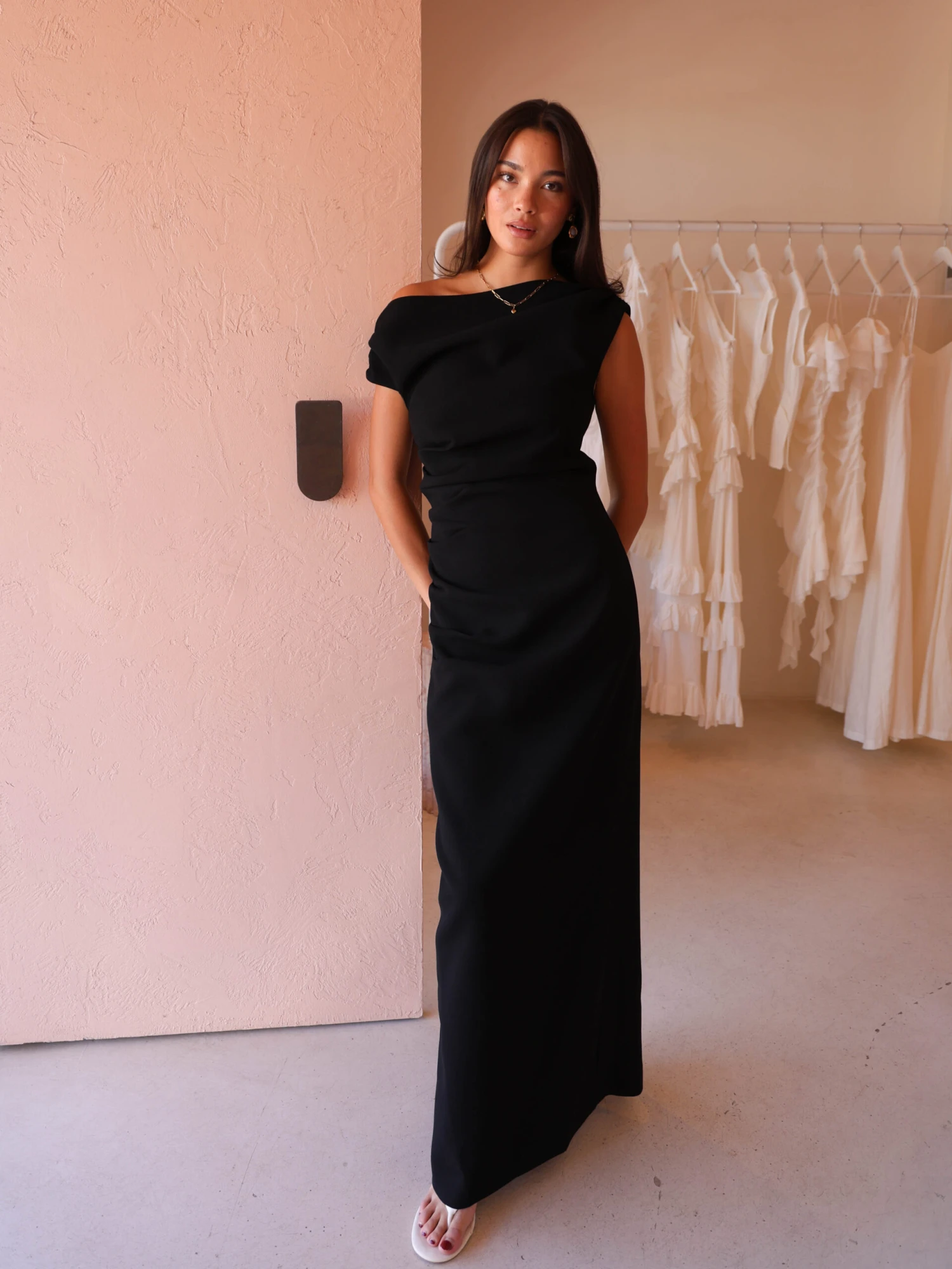 By Nicola Vivian Crepe Maxi Dress In Black 8 By Nicola Vivian Crepe Maxi Dress In Black - Image 6