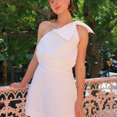 By Nicola Amelie One Shoulder Mini Dress In White -Chic Wear Store 0W1A5859