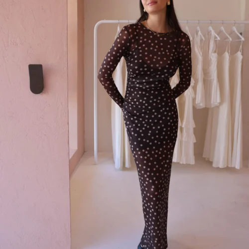 By Nicola Luca Maxi Dress In Chocolate Polka -Chic Wear Store 0W1A5863 843d86e7 08fa 46e8 8ebb 7b8c31a2d0aa scaled