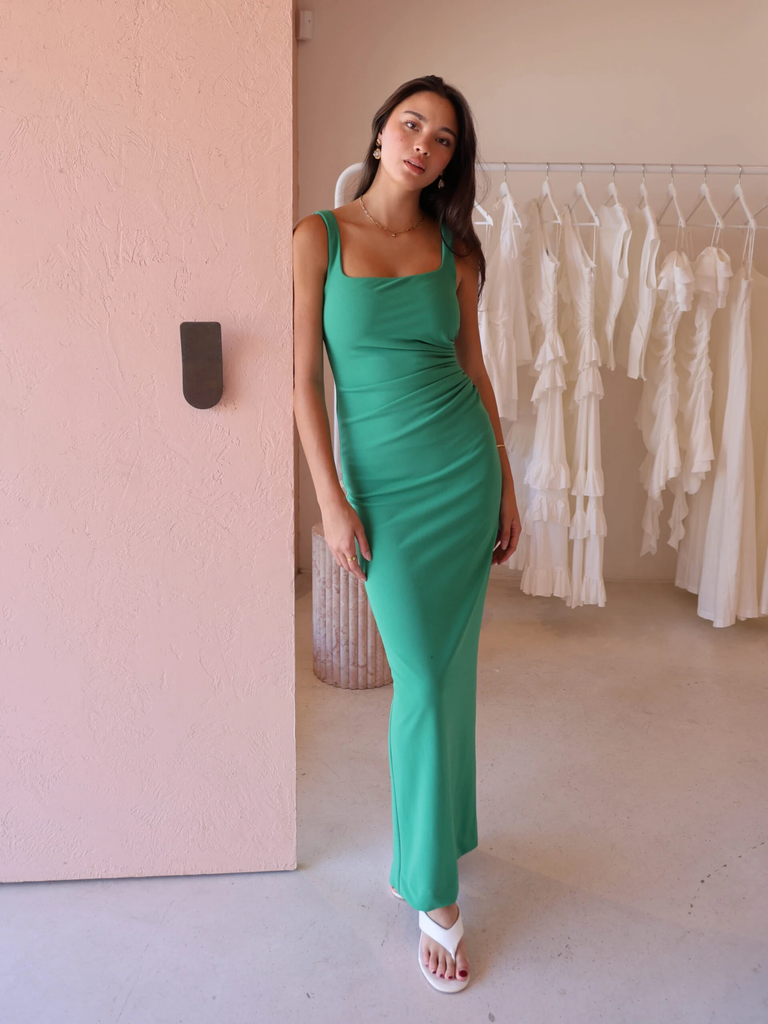 By Nicola Theo Squareneck Dress In Verde 5 By Nicola Theo Squareneck Dress In Verde - Image 3