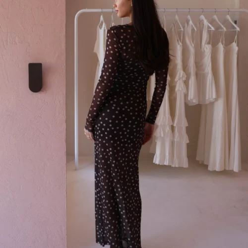 By Nicola Luca Maxi Dress In Chocolate Polka -Chic Wear Store 0W1A5891 61ba637f 310b 42b3 9c2e 72fb661a40b5 scaled