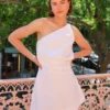 By Nicola Amelie One Shoulder Mini Dress In White 2 By Nicola Amelie One Shoulder Mini Dress In White -Chic Wear Store 0W1A5933
