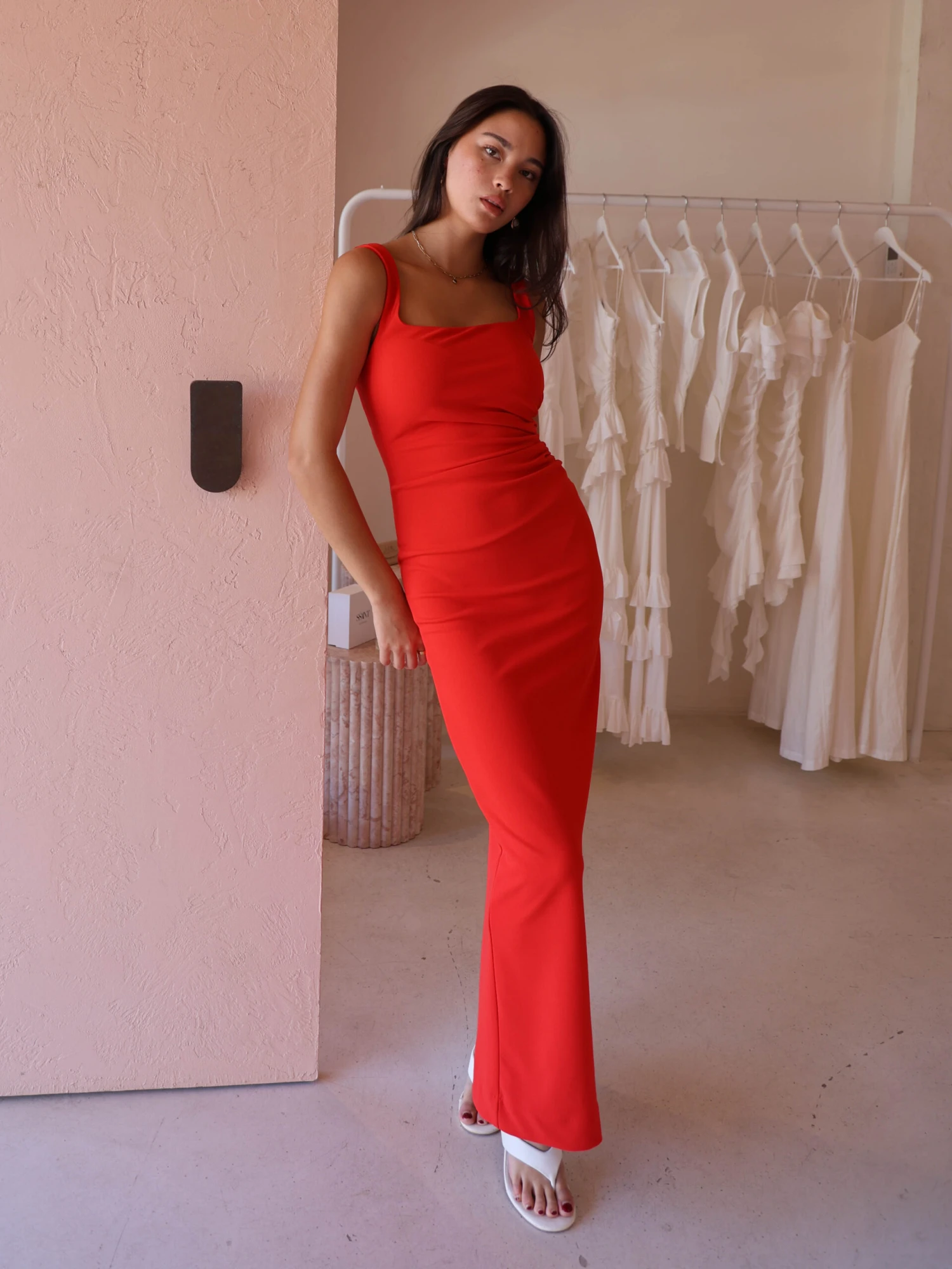 By Nicola Theo Squareneck Dress In Cherry 4 By Nicola Theo Squareneck Dress In Cherry - Image 2