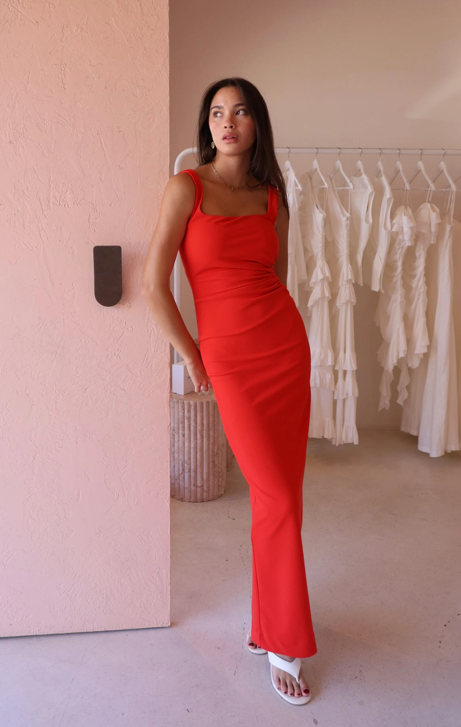 By Nicola Theo Squareneck Dress In Cherry 3 By Nicola Theo Squareneck Dress In Cherry