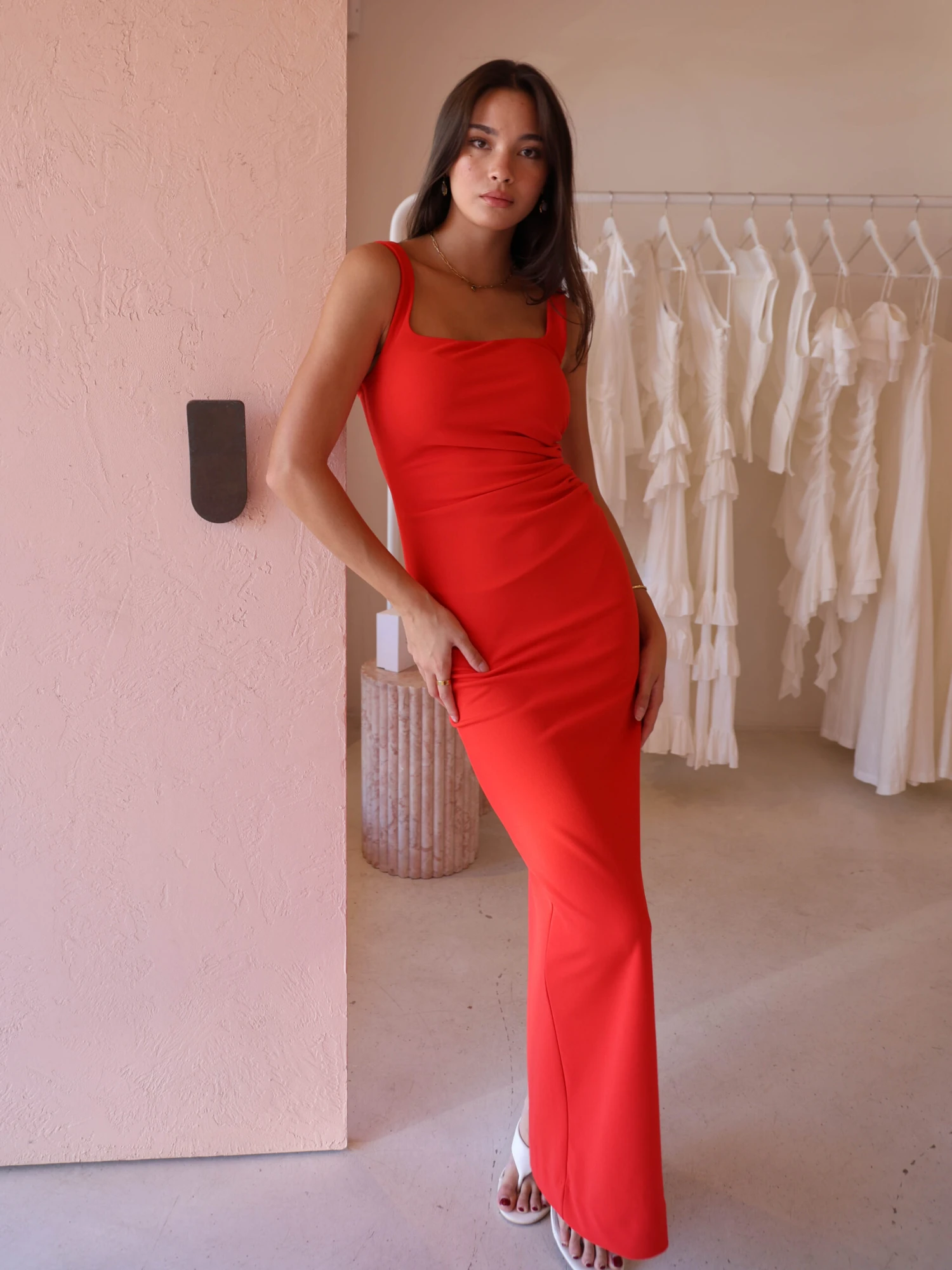 By Nicola Theo Squareneck Dress In Cherry 6 By Nicola Theo Squareneck Dress In Cherry - Image 4