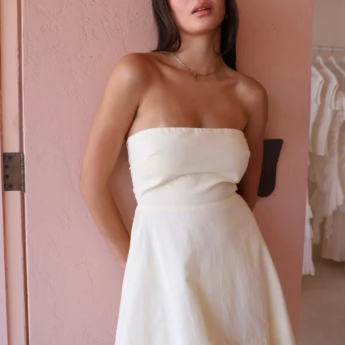 By Nicola Wavy Strapless Mini Dress In Lemon -Chic Wear Store 0W1A6085 98828e63 4ab1 4c8d a3bf 5d5b12cf1430 scaled