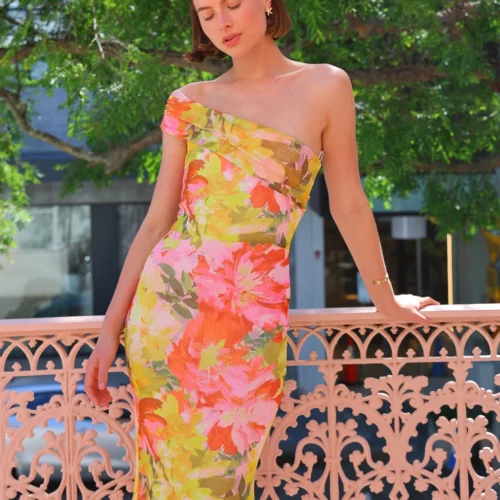 By Nicola Paloma Sleeveless Mesh Maxi Dress In Floral Confetti