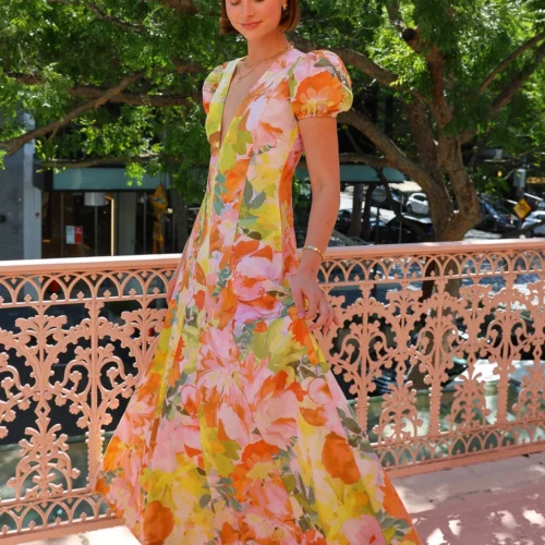 By Nicola S/S Wavy Maxi Dress In Floral Confetti
