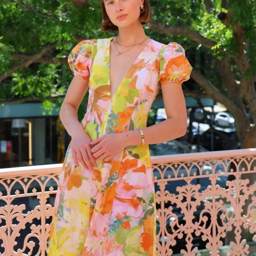 By Nicola S/S Wavy Maxi Dress In Floral Confetti -Chic Wear Store 0W1A6205