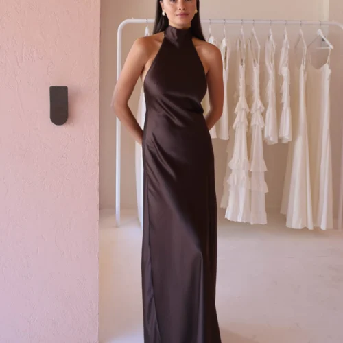 By Nicola Esme Maxi Dress In Chocolate