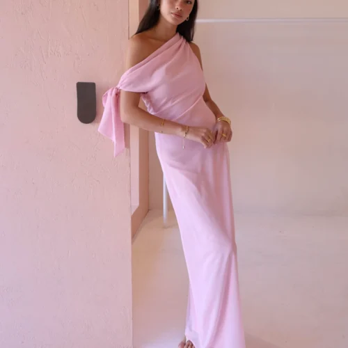 By Nicola Hayley Tie Dress In Powder Pink