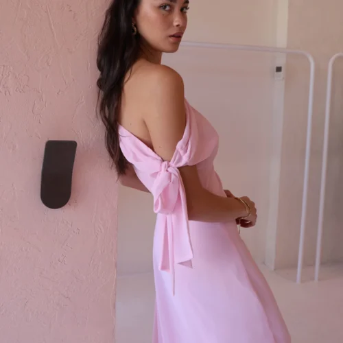By Nicola Hayley Tie Dress In Powder Pink -Chic Wear Store 0W1A7006 scaled