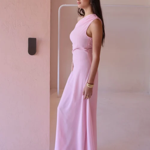 By Nicola Hayley Tie Dress In Powder Pink -Chic Wear Store 0W1A7023 scaled