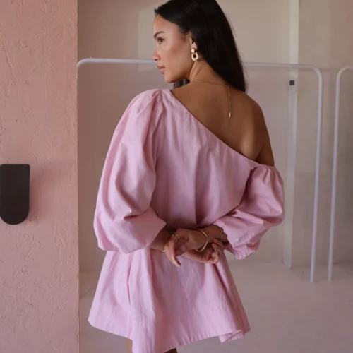 By Nicola Capri Mini Dress In Powder Pink -Chic Wear Store 0W1A7294 scaled