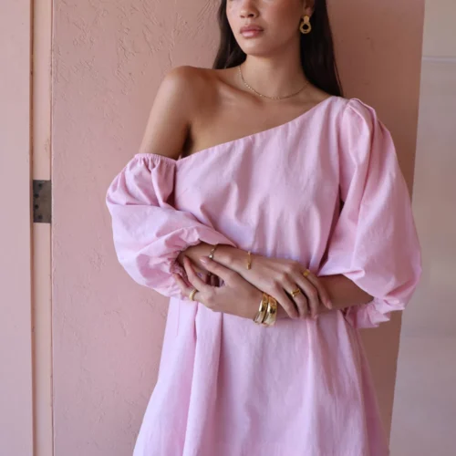 By Nicola Capri Mini Dress In Powder Pink