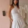 By Nicola Lulu Halter Neck Mini Dress In White 2 By Nicola Lulu Halter Neck Mini Dress In White -Chic Wear Store 0W1A8632