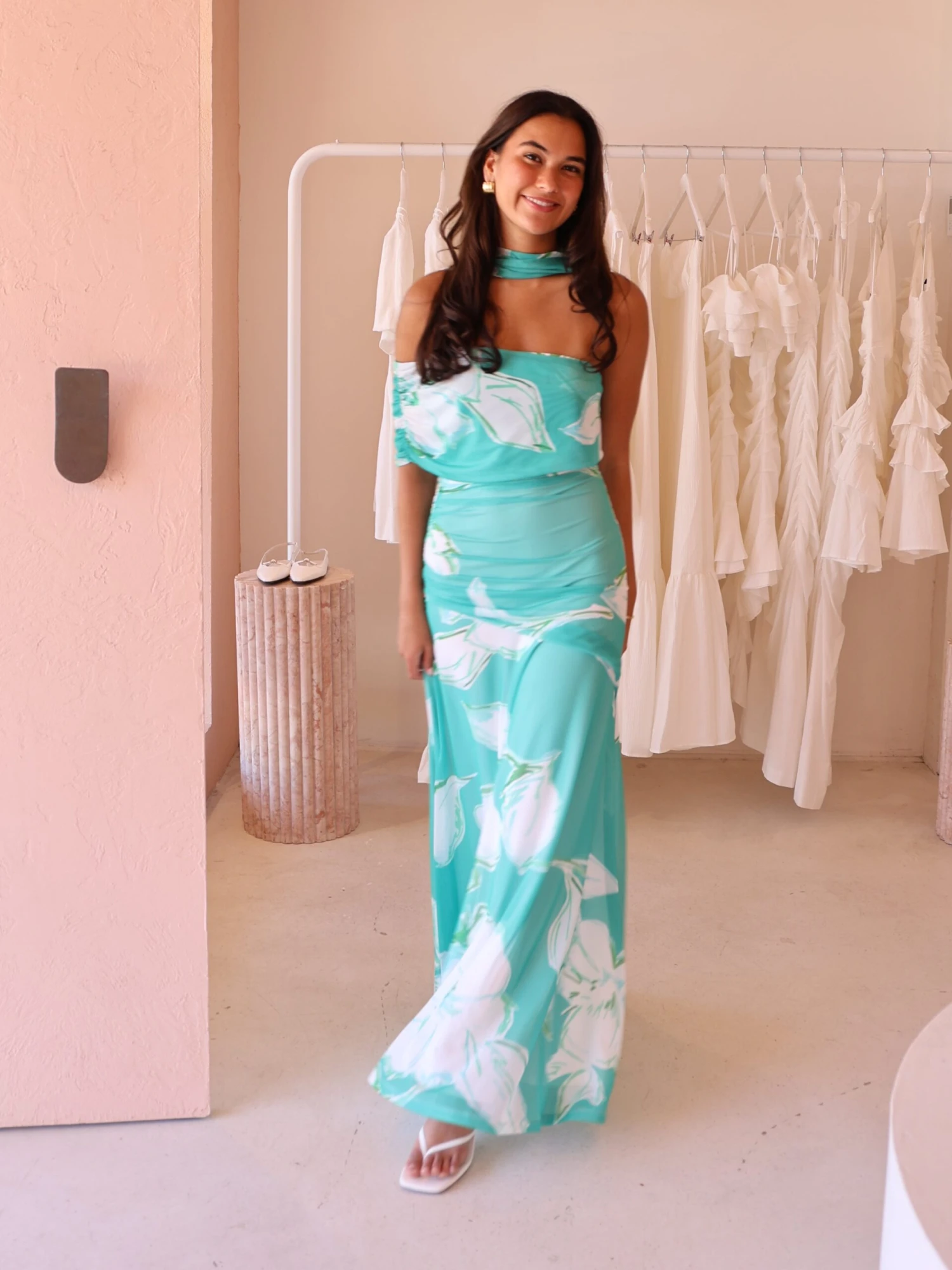 By Nicola Fiesta Off Shoulder Maxi Dress In Verde Fleur 9 By Nicola Fiesta Off Shoulder Maxi Dress In Verde Fleur - Image 7