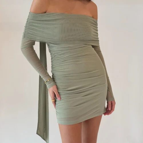 By Nicola Boston Mini Dress In Pistachio