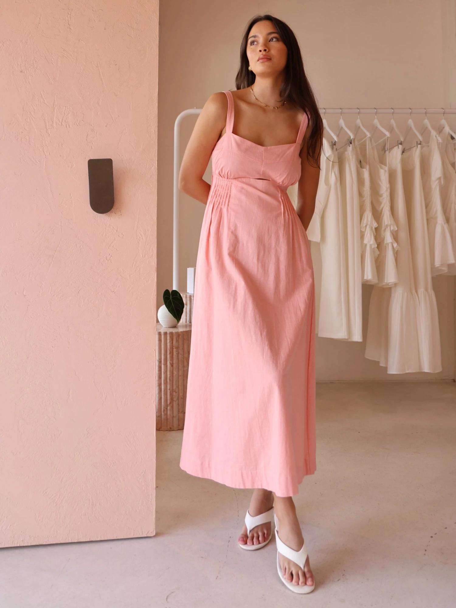 Mon Renn Sunlight Midi Dress In Blush Pink 3 Mon Renn Sunlight Midi Dress In Blush Pink