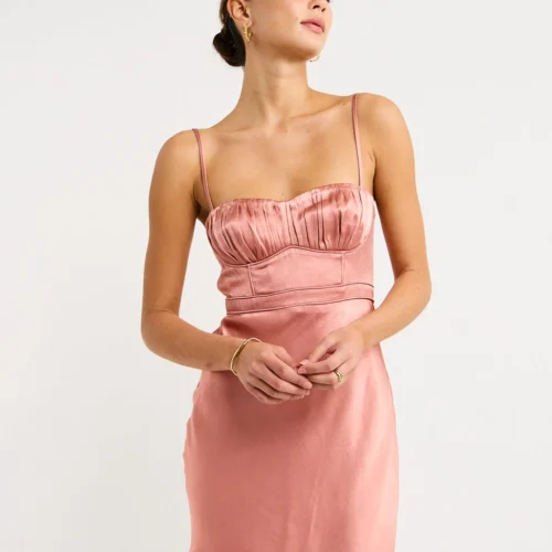 Shona Joy Corded Ruched Mini Dress In Antique Rose -Chic Wear Store CocoStudio 170523 01831 lowres