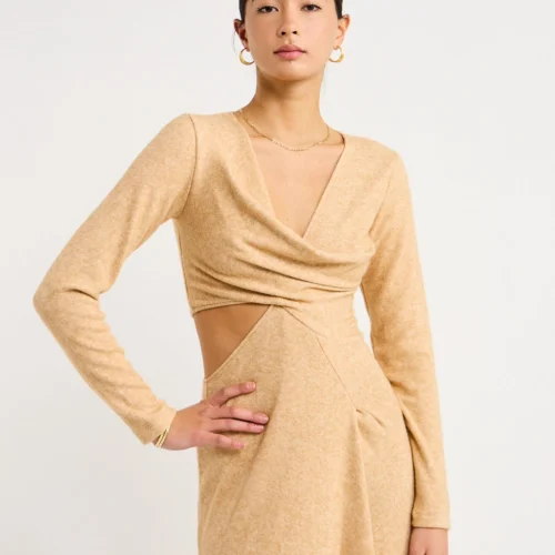 One Fell Swoop Roisin Midi Dress In Oat -Chic Wear Store CocoStudio 240523 1507 lowres
