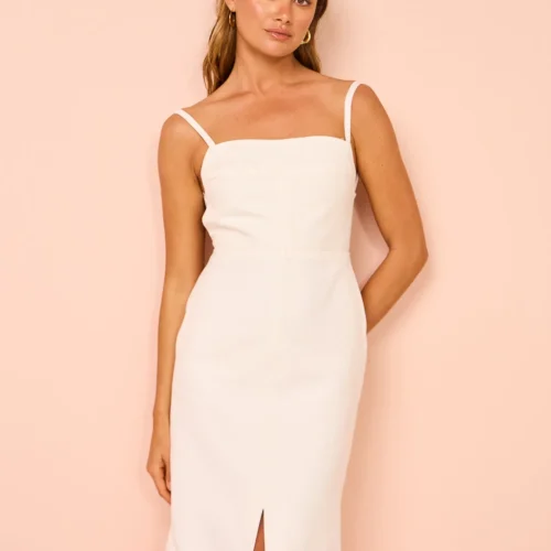 Acler Delacourt Midi Dress In Ivory -Chic Wear Store Coco Lola Acler DelacourtMidiDress 119