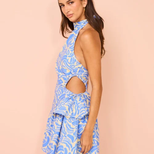 Ambra Maddalena Aurora Halter Neck Mini Dress In Blue Swirl -Chic Wear Store Coco Lola AmbraMaddalena AuroraHalterNeckMini 041
