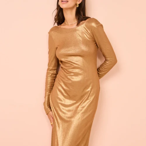 Auteur Sydney Dress In Gold -Chic Wear Store Coco Lola Auteur SydneyDress 026