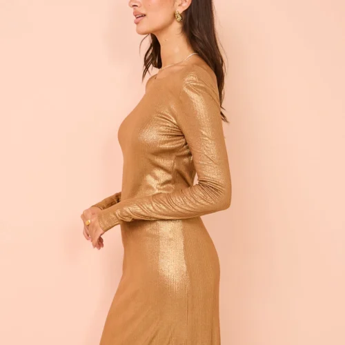 Auteur Sydney Dress In Gold -Chic Wear Store Coco Lola Auteur SydneyDress 033