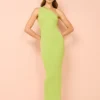 By Nicola Calypso One Shoulder Maxi Dress In Lime Marle -Chic Wear Store Coco Lola ByNicola KnitMaxi scaled