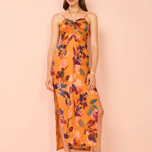 One Fell Swoop Amara Stretch Doubled Dress In Tangerine Field -Chic Wear Store Coco Lola OneFellSwoop AmaraStretch 04