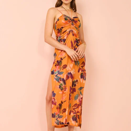 One Fell Swoop Amara Stretch Doubled Dress In Tangerine Field -Chic Wear Store Coco Lola OneFellSwoop AmaraStretch 07