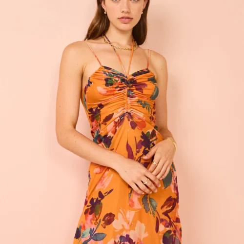 One Fell Swoop Amara Stretch Doubled Dress In Tangerine Field -Chic Wear Store Coco Lola OneFellSwoop AmaraStretch 115