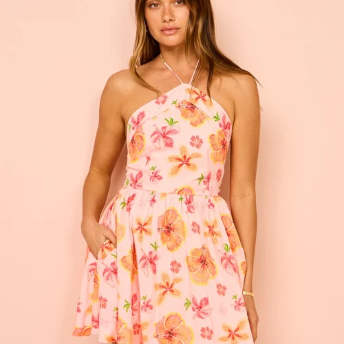Palm Noosa Isabella Mini Dress In Spanish Hibiscus -Chic Wear Store Coco Lola PalmNoosa IsabellaMiniDress 114