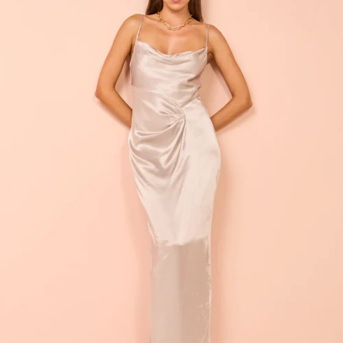 Suboo Millenia Cowl Neck Twist Strappy Maxi Dress In Gunmetal -Chic Wear Store Coco Lola SUBOO MilleniaCowlNeck 11