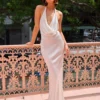 By Nicola Gigi Backlesss Cowl Neck Maxi Dress In Ivory -Chic Wear Store Gigi White Cover