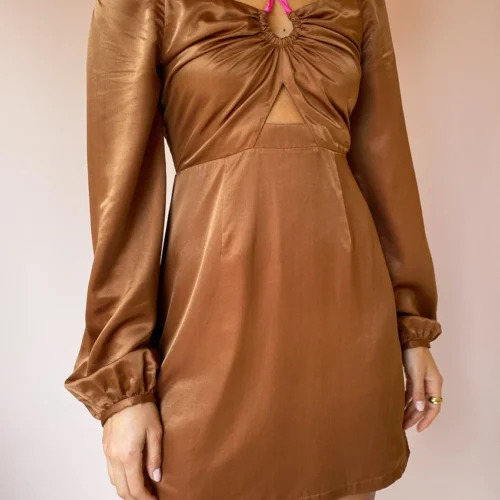 Ginia Selena Long Sleeve Dress In Chocolate/Fuschia -Chic Wear Store Ginia lowres 8Feb 68