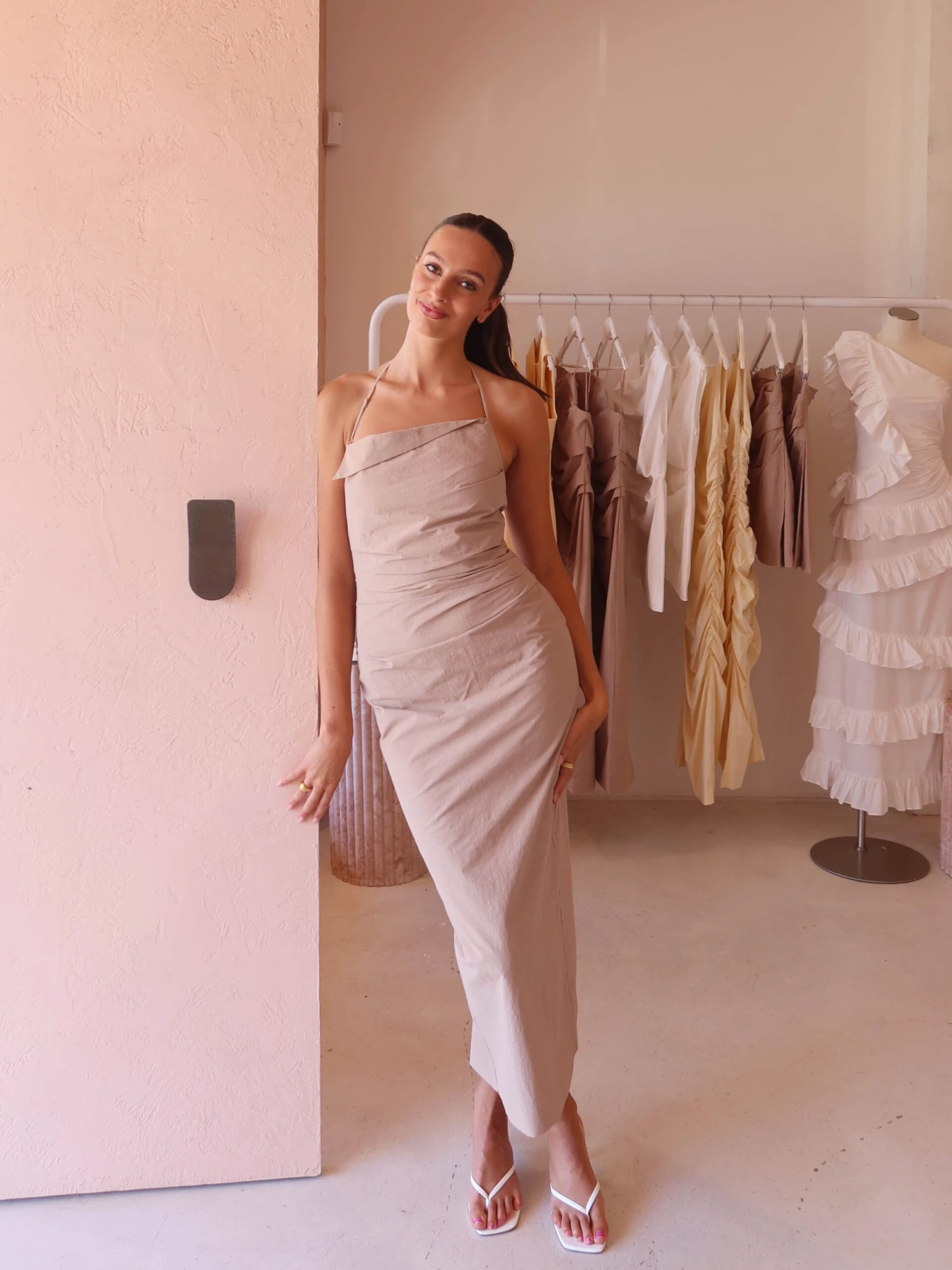 One Of Others Lucetta Dress In Taupe 3 One Of Others Lucetta Dress In Taupe