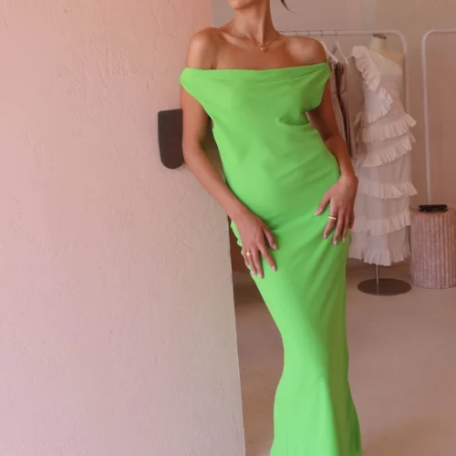 One Of Others Laine Dress In Vivid Green