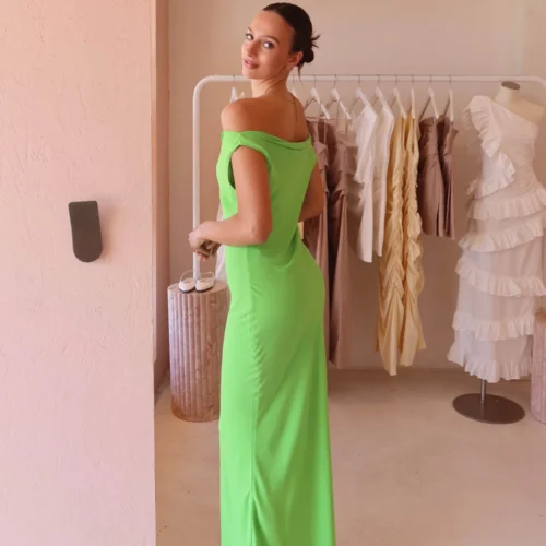 One Of Others Laine Dress In Vivid Green -Chic Wear Store IMG 3882 scaled